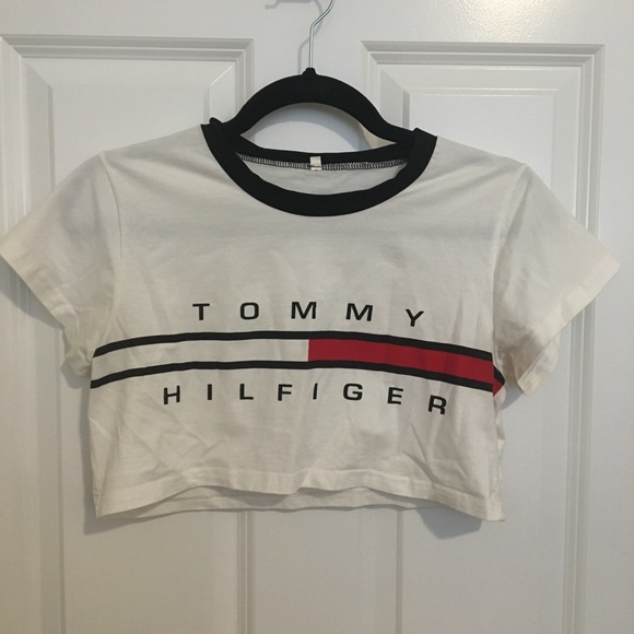 tommy hilfiger crop top grey